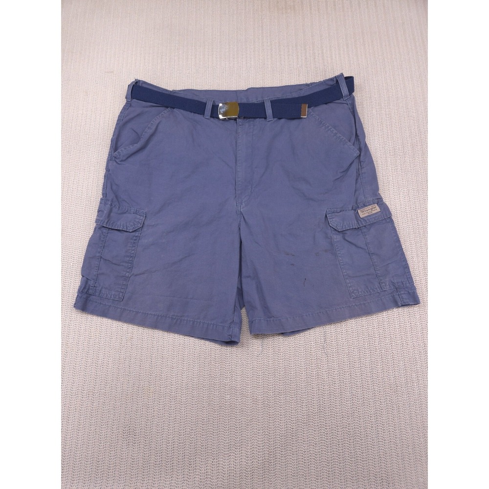 Wrangler Cargo Shorts Mens 42 x 10 Blue Flat Front Elastic Waist Belt
